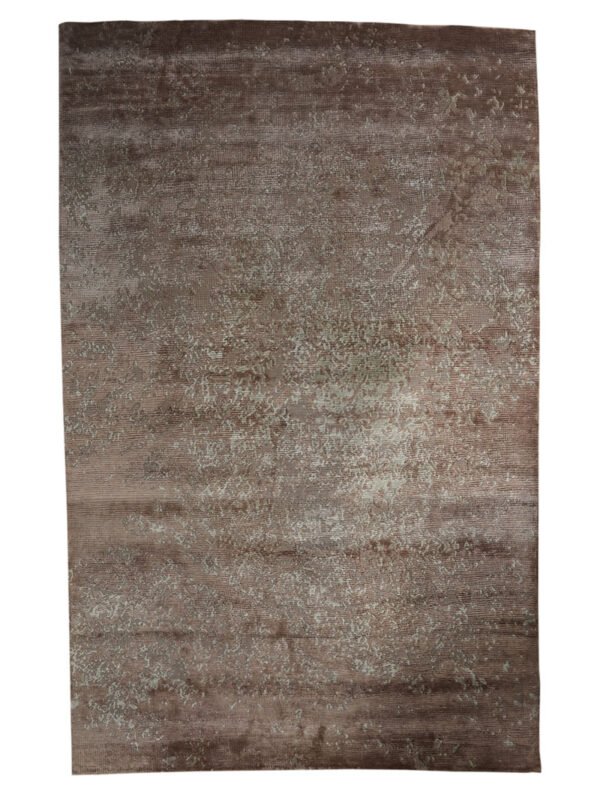 Modern Hand Knotted Green & Salmon Rug - Image 4